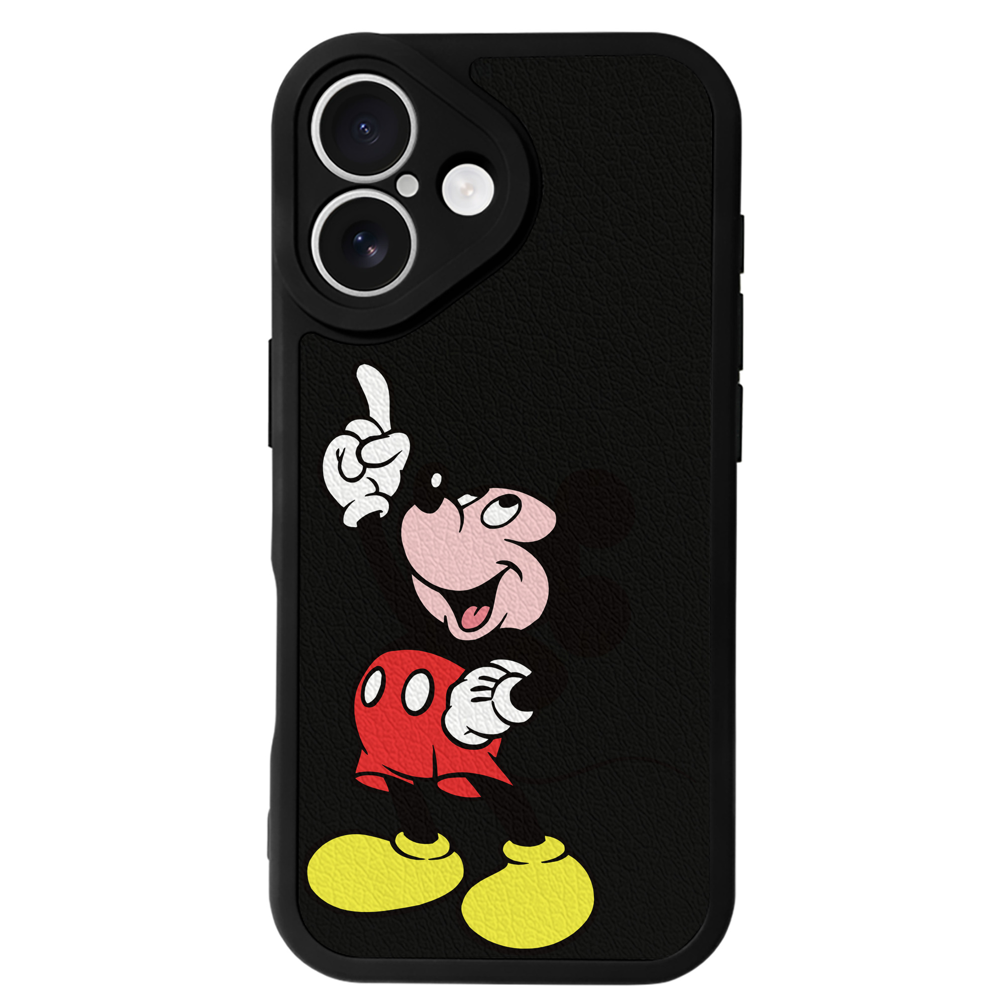 （画像用） ミッキーマウス Mickey Mouse 【iPhone 16シリーズ対応】シリコンスマホケース（レザー調） 材質：シリコン